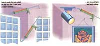 
Fill in gaps around windows and recessed lights.
